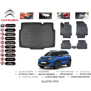 Kalite Oto Citroen C3 Aircross 2021 Model 3D Bagaj Havuzu+3d Havuzlu Paspas Seti Tam Uyumlu