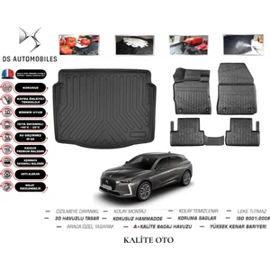 Kalite Oto Ds 4 2023 Model 3D Bagaj Havuzu+3d Havuzlu Paspas Seti Tam Uyumlu