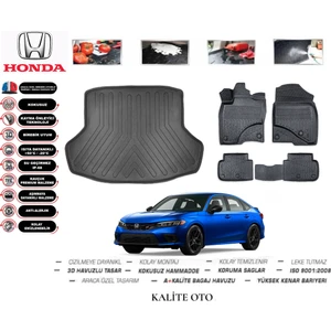Honda Civic Sedan 2024 Model 3D Bagaj Havuzu+3d Havuzlu Paspas Seti Tam Uyumlu