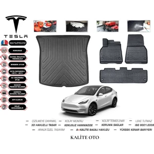 Tesla Model Y 2022 Model 3D Bagaj Havuzu+3d Havuzlu Paspas Seti Tam Uyumlu