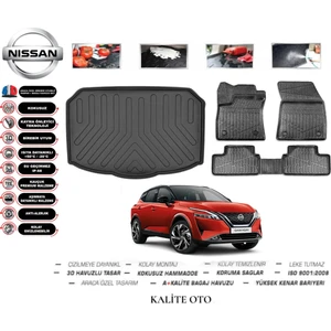 Kalite Oto Nissan Qashqai 2024 Model 3D Bagaj Havuzu+4.5d Havuzlu Paspas Seti