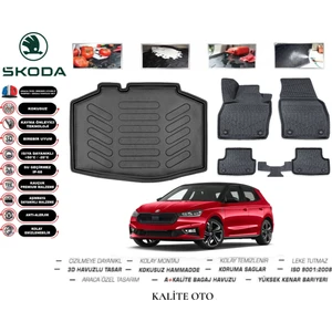 Kalite Oto Skoda Fabia 2024 Model 3D Bagaj Havuzu+4.5d Havuzlu Paspas Seti