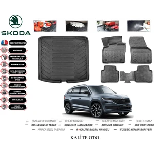 Kalite Oto Skoda Kodiaq 2024 Model 3D Bagaj Havuzu+4.5d Havuzlu Paspas Seti