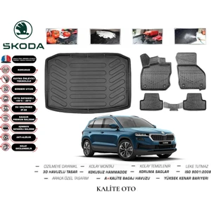 Kalite Oto Skoda Karoq 2024 Model 3D Bagaj Havuzu+4.5d Havuzlu Paspas Seti