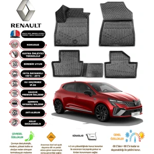 Kalite Oto Renault Clio 5 2024 Model 3D Araca Özel Havuzlu Paspas Takımı
