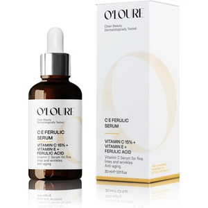O'Loure Beauty C E Ferulic Serum 15% Vitamin C + Ferulic Acid + Vitamin E Yaşlanma Karşıtı C Vitamini 30 ml