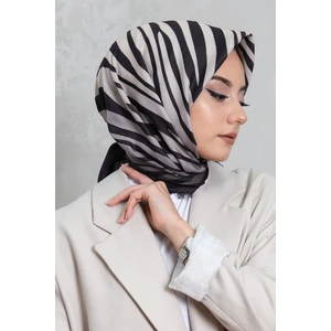 Zebra Desen Siyah Pamuk Eşarp