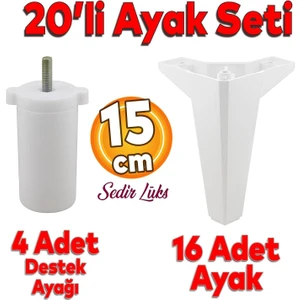20'li Set Sedir Lüks Mobilya Kanepe Koltuk Tv Ünitesi Yükseltici Destek Ayağı Ayakları 15 cm Beyaz