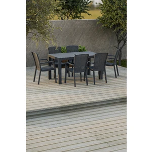 Çavdar Group 90X150 cm Rattan 6 Kişilik Masa Takımı Camsız Sedan Sandalye Bahçe Teras Takımı Oturma Grubu