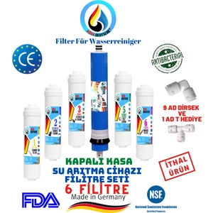 Aqua Deutsche 6 Filitre 12 Aşama Kapalı Kasa Su Arıtma Cihazları Için Inline Filitre Seti.