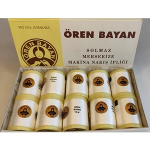 Atmaca Tuhafiye Ören Bayan Koton Makine Nakış Makarası Beyaz 10LU Kutu