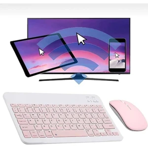 Alfa MEC Apple iPad Pro 13 2024 Uyumlu Kablosuz Bluetooth Klavye+Mouse Set