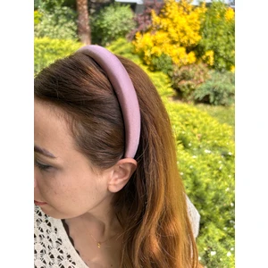 BYM491 Kadın Saten Ince Gül Kurusu Günlük Yumuşak El Dikimi Saç Aksesuarı Taç