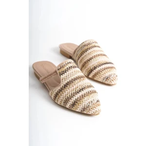 Potin Online Park Moda K557 Kadın Hasır Taş Detay Terlik