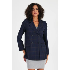 Alexander Gardi Ekoseli Astarsız Cepli Kruvaze Blazer Ceket (B24-00202)