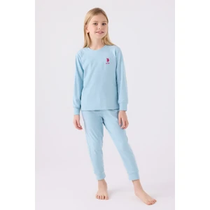 U.S. Polo Assn. Kız Çocuk Mavi  Pijama Takımı