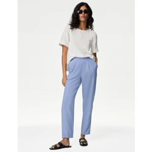 Marks & Spencer Tapered Fit Yüksek Bel Keten Pantolon