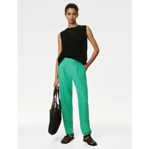 Marks & Spencer Tapered Fit Yüksek Bel Keten Pantolon