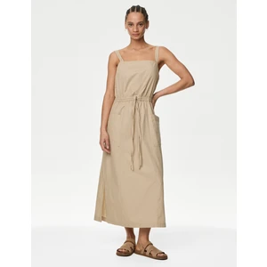 Marks & Spencer Saf Pamuklu Midi Utility Elbise