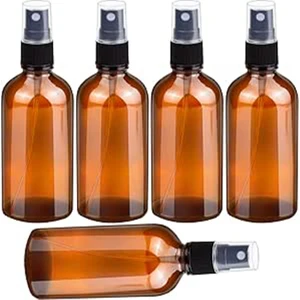 100ML Küçük Amber Cam Sprey Şişesi Boş Ince Sis Cam Şişeler Uçucu Yağlar Için Atomizer Sprey Şişesi, Koku Yağı Örneği, Aromaterapi, Kimyasal Sıvı - 5'li Paket