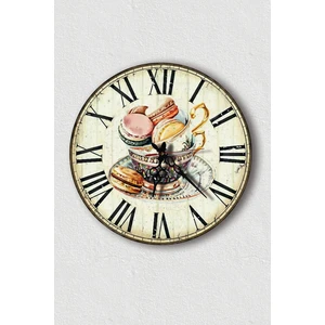 Wooden Factory Uv Mutfak Duvar Saati, Fincanda Makaron Duvar Saati, Home, Kitchen, Wall Clock