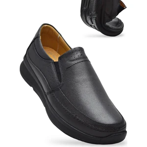 5884 Ortopedik Taban Siyah Hakiki Deri Erkek Ayakkabı Mevsimlik