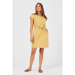 Kadın Riva Bal Köpüğü Önü Düğmeli Regular Fit Gabardin Elbise