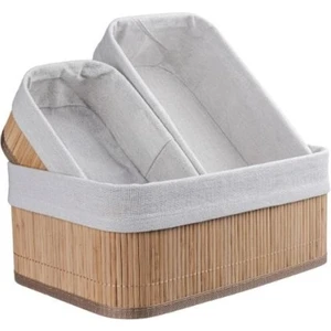 Naturel Bambu 3'lü Sepet Seti - Çok Amaçlı Saklama Kutusu ve Organizer Mutfak Banyo Organizer Set