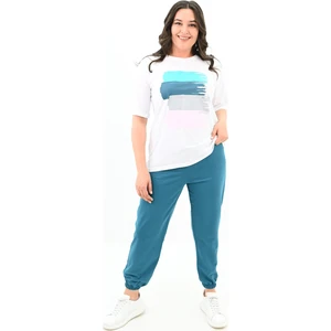 Kadın Büyük Beden Baskı Detaylı Eşofman Takımı 3695-23