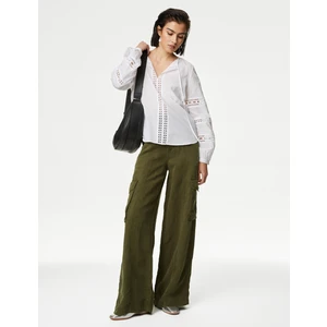 Marks & Spencer Wide Leg Keten Kargo Pantolon