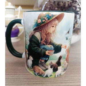 Mugs And Love Kedikız Vintage Baskı Büyük Boy Kupa
