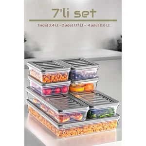 Ny Home 7'li Set Freshbox Mikrodalga ve Difrize Uygun Saklama Kabı Gri