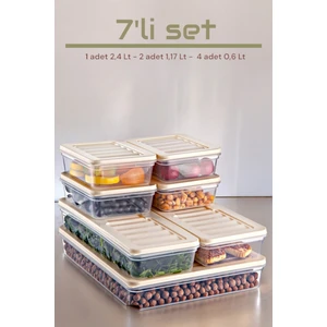 Ny Home 7'li Set Freshbox Mikrodalga ve Difrize Uygun Saklama Kabı Krem