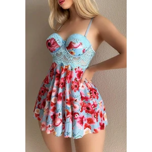 Secret Dream Blue Flowers Model Mini Gecelik