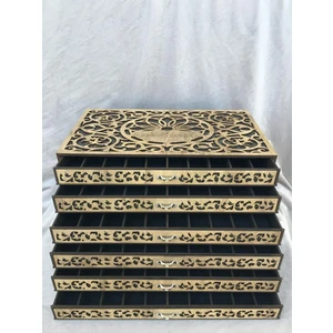 Hediye Kutusu Tesbih Kutusu Kişiye Özel Takı Kutusu Tesbih Koleksiyon Kutusu Hediye Kutusu 60 Tesbihlik (Karamel)