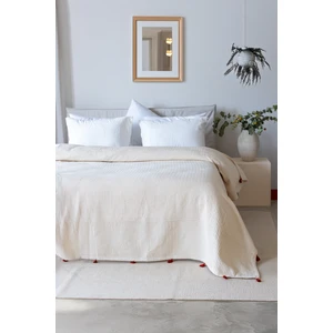Lizayn Tekstil  Pamuk Yumuşak Örgü Pike,yatak Örtüsü Çift Kişilik 240X260 cm Yeşil Saçak