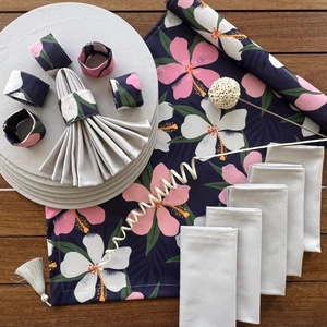 Desenizmir Amerikan Servis Batik Desen Takım 6 Supla, 6 Kumaş Peçete, 6 Peçete Halkası ve Runner Örtü Kombin 3