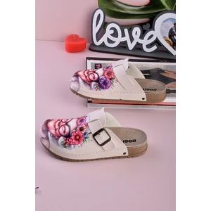 Aziz Şahin Shoes 8066 Mutlu Kadın Baskılı Konfort Sabo Terlik