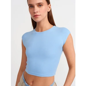 30528 Pamuk Ve Modal Karışımlı Crop Top-Mavi