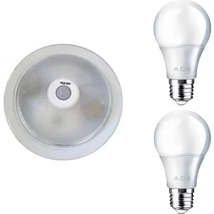 ND999-06 Sensörlü Tavan Armatür + 2 Ad. Ack 9W LED Ampul Set