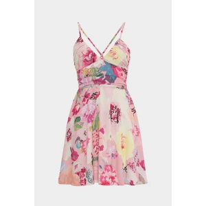 Açelya Okcu Askılı Gipe Detaylı Cut Out Çiçek Desenli Mini Kadın Elbise