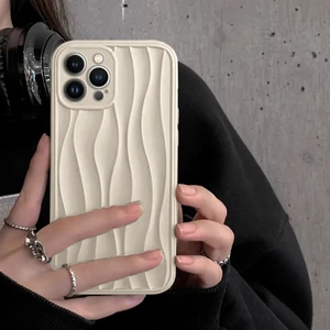 Apple iPhone 15 Pro Uyumlu Kılıf Zebana Line Art Silikon Kılıf Bej
