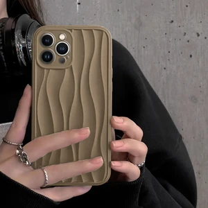 Apple iPhone 15 Pro Uyumlu Kılıf Zebana Line Art Silikon Kılıf Kahverengi