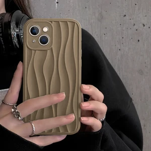 Apple iPhone 15 Uyumlu Kılıf Zebana Line Art Silikon Kılıf Kahverengi