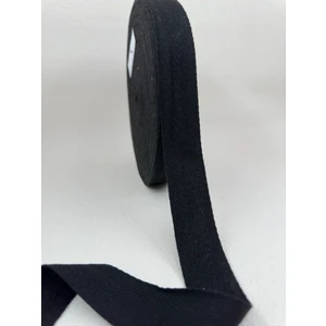 3 cm balıksırtı şerit-5 metre-siyah-pamuk