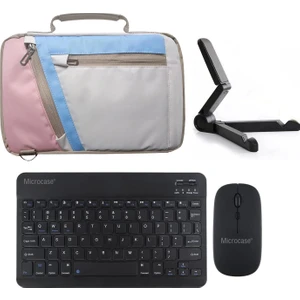 Samsung Galaxy Tab S9 Fe X510 10.9 Inch Uyumlu Tablet Çanta+Türkçe Bluetooth Klavye +Mouse+ Standı - Pembe AL4382