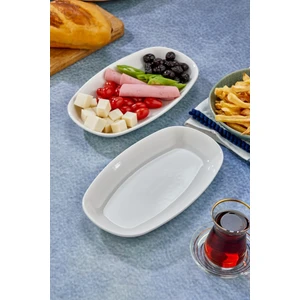 Porselen Elıps 6 Parça 25 cm Bone Kayık Tabak,sunumluk,çerezlik,kahvaltılık