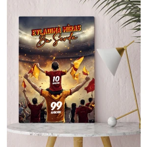 Bk Gift Kişiye Özel Isimli Baba-Oğul Sarı Kırmızı Evladıma Miras Bu Sevda Kanvas Tablo-2 30X50CM, Ev Hediyesi, Doğum Günü Hediyesi, Taraftar Hediyesi