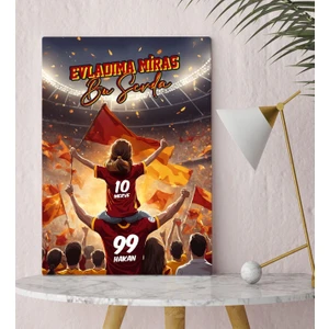 Bk Gift Kişiye Özel Isimli Baba-Kız Sarı Kırmızı Evladıma Miras Bu Sevda Kanvas Tablo-2 30X50CM, Ev Hediyesi, Doğum Günü Hediyesi, Taraftar Hediyesi