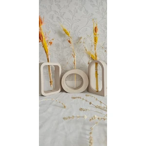 Beton Vazo,kuru Çiçeklik Vazo,dekoratif Vazo 3'lü Set(3 Cam Tüp Dahil)